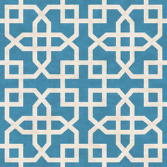 Abstract geometric mosaic pattern, marbled tiles in Islamic style, textured seamless vector illustration