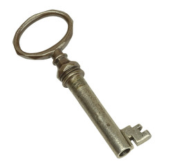 Vintage key on white background