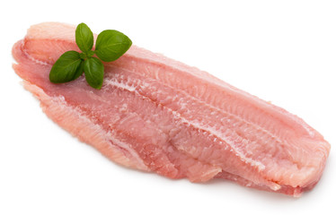 Fillet of Fish Pangasius. Isolated on white background.