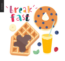 Love, spring, breakfast Lettering composition