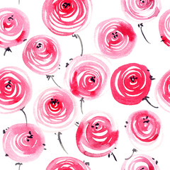 Watercolor painted roses