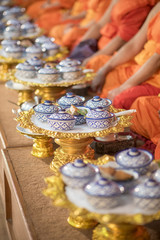 Thai food for monk in wedding ceremony