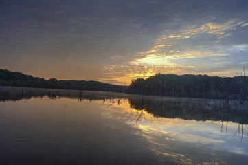 morning lake sunrise