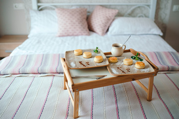 good morning, delicious breakfast on the tray