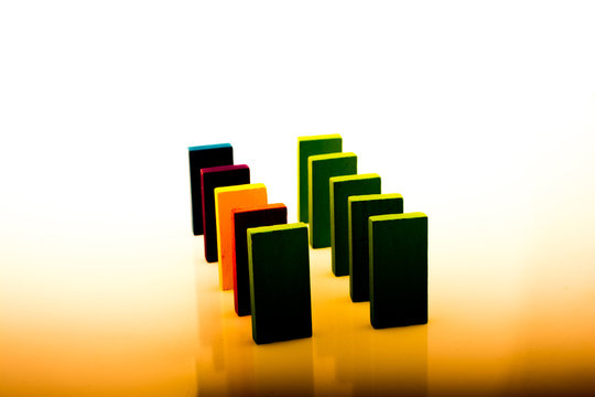 Coorful domino blocks on white background