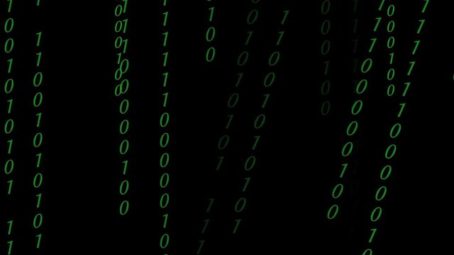 Abstract Binary Digital Code in colors, on black background