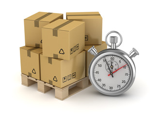 Cardboard on Pallet and Stopwatch