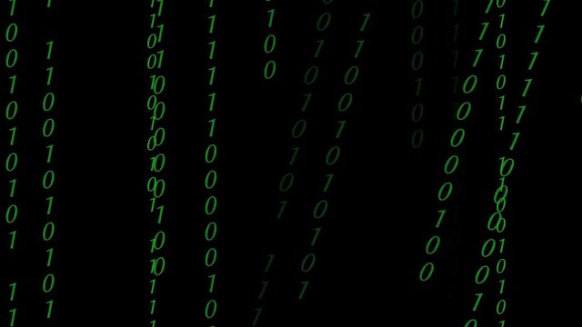Abstract Binary Digital Code in colors, on black background