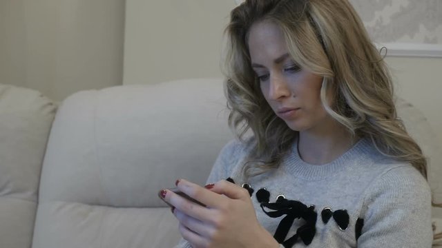 Woman is reading new messages