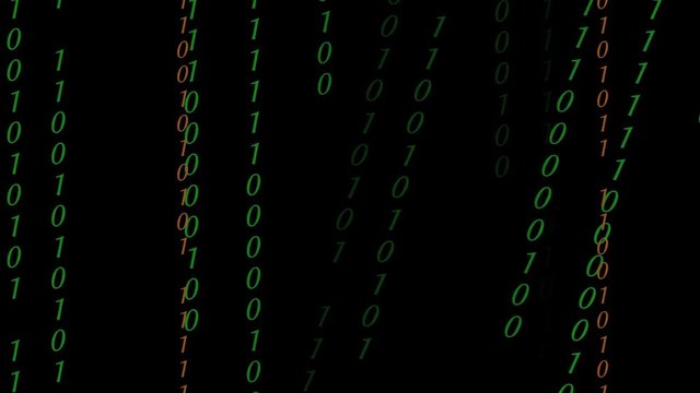Abstract Binary Digital Code in colors, on black background
