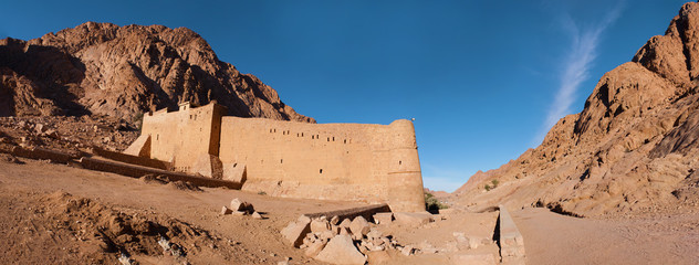 Panorama of the Monastery of St. Catherine, Mount Moses, Sinai, Egypt - obrazy, fototapety, plakaty