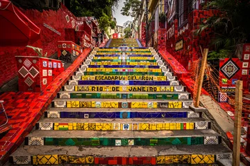 Stickers pour porte Rio de Janeiro Rio de Janeiro - 21 juin 2017 : Les marches Selaron dans le centre historique de Rio de Janeiro, Brésil