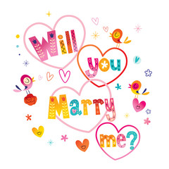 Will you Marry me typography lettering decorative text wedding design