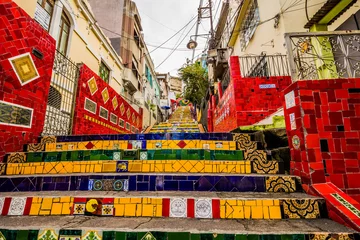 Foto op Aluminium Rio de Janeiro Rio de Janeiro - 21 juni 2017: De Selaron-trappen in het historische centrum van Rio de Janeiro, Brazilië