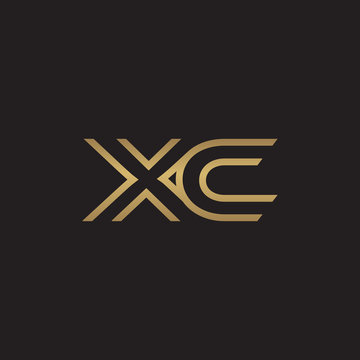 initial letter logo line unique modern, gold color