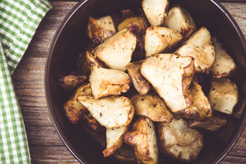 diced homemade roasted jerusalem artichoke sunchoke dish