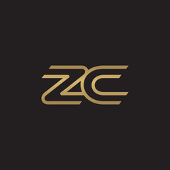 initial letter logo line unique modern, gold color