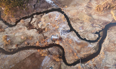 Naural river aerial view