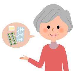 シニア女性　薬