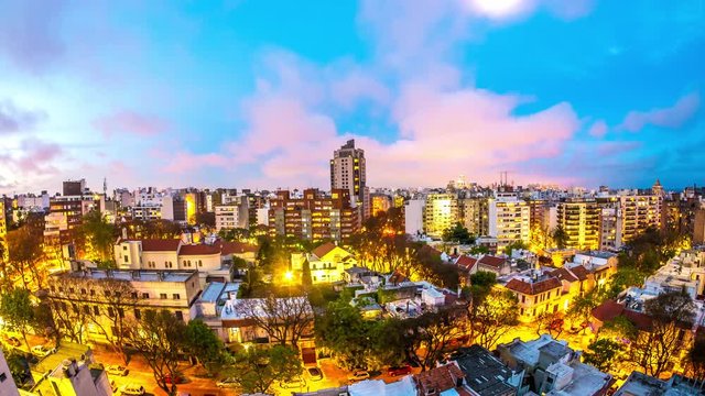 Time-lapse view of clouds moving over Montevideo in Uruguay at night.
