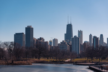 Chicago skyline view from North part of the city