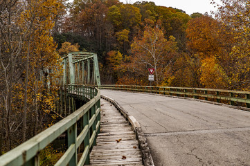 Historic One Lane Truss Crossing in Autumn - Layton Bridge - Pennsylvania