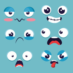 set of emoji emoticon cartoon vector illustration graphic design
