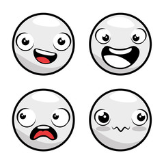 set of emoji emoticon cartoon vector illustration graphic design