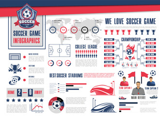 Soccer or football sport game infographic design