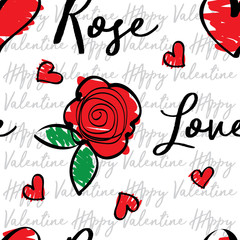 pattern 02 happy valentines word with red love and roses