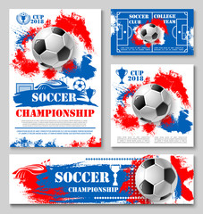 Naklejka premium Soccer championship cup poster for football design