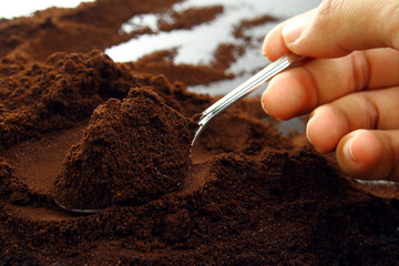 Spoon of coffee powder