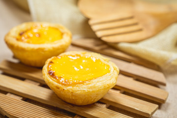 Egg tart sweet dessert with egg and custard cream