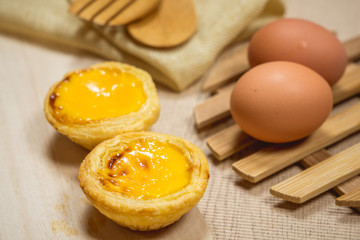 Egg tart sweet dessert with egg and custard cream