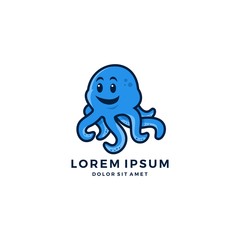 cute cartoon octopus logo