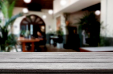 Empty wooden table and room interior decoration background, product montage display, window background