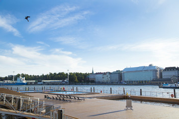 Landscape of the sea pool on helsinki port