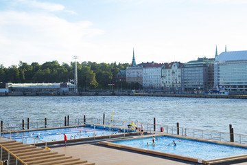 Landscape of the sea pool on helsinki port