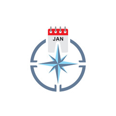 Calendar Compass Logo Icon Design