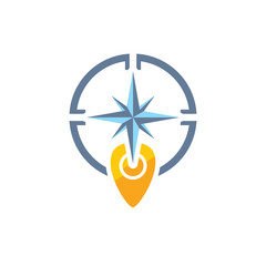 Pin Compass Logo Icon Design