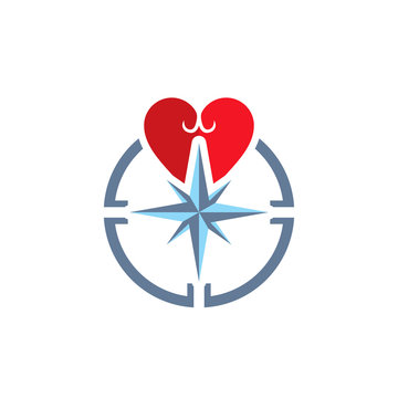 Love Compass Logo Icon Design