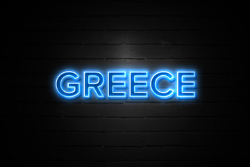 Fototapeta premium Greece neon Sign on brickwall