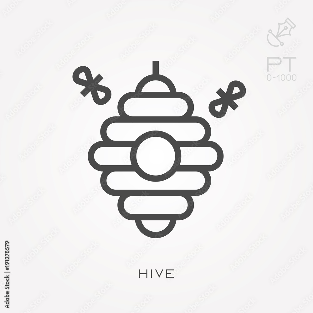 Wall mural line icon hive