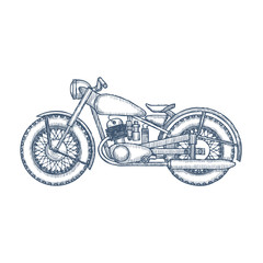 Hand Drawn Vintage Motorcycle vector logo design