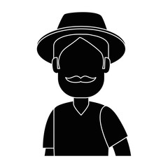 man gardener with hat avatar character vector illustration design