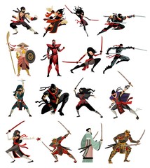 ninja and samurai collection characters © matiasdelcarmine