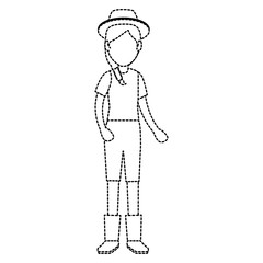 woman gardener hat avatar character vector illustration design