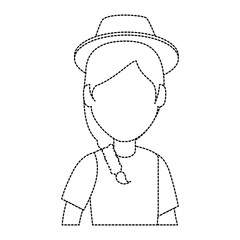 woman gardener hat avatar character vector illustration design