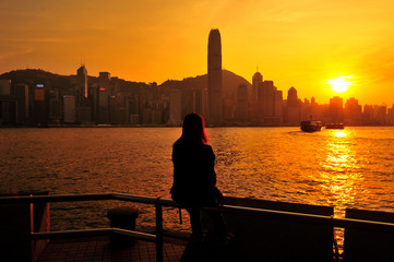 Hong Kong Cityscape at Sunset 