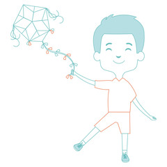 cute and little boy flying a kite vector illustration design